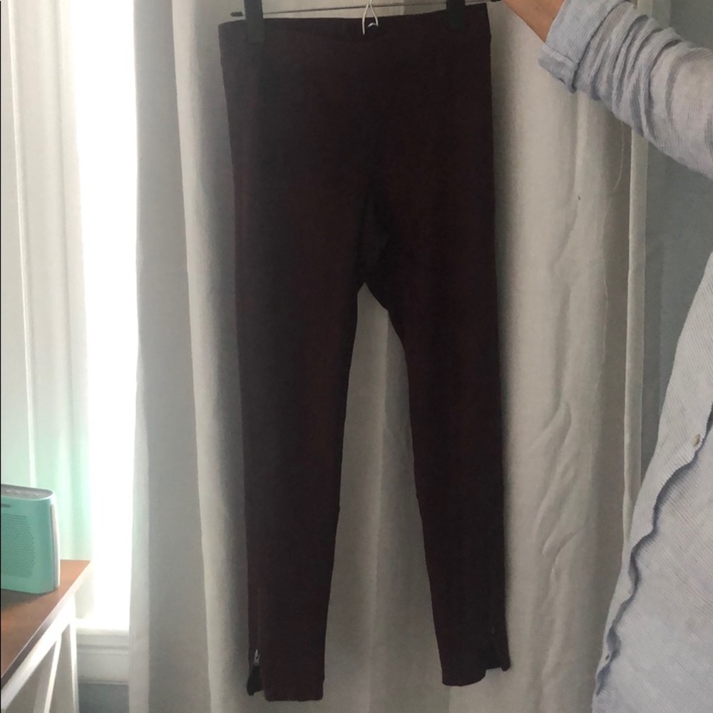 Express burgundy suede faux leggings size small